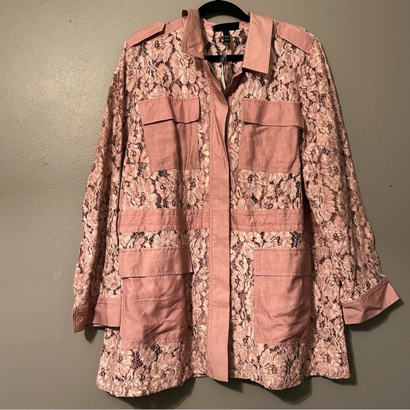 NWT Lane Bryant Sz 18/20 Petite Dusty Rose Lace Jacket Button-up Jacket Blouse! - Picture 1 of 16